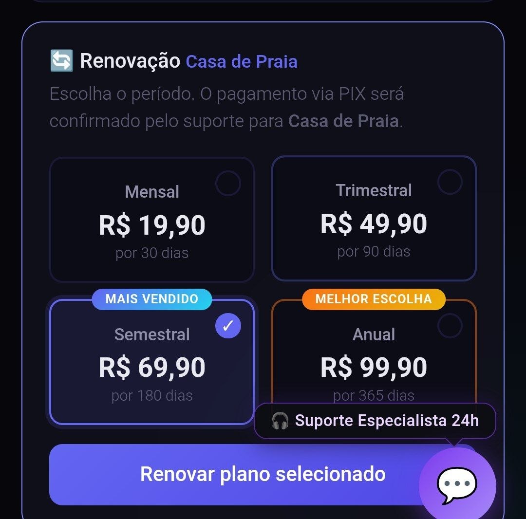 Escolha de planos na Central do 5Router