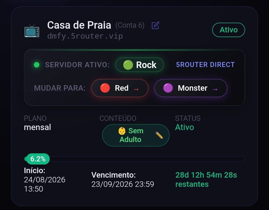 Escolha de servidor na Central do 5Router