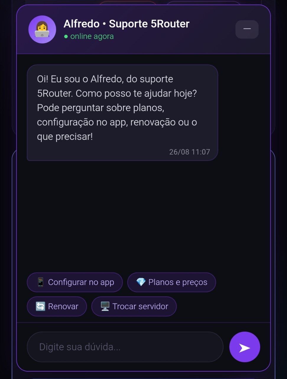 Suporte 24h com IA na Central do 5Router